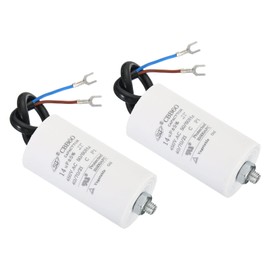 PATIKIL CBB60 14uF Running Capacitor,2Pcs AC 450V 2 Wires 50/60Hz Cylinder Bottom with Screw 75x40mm for Washing Machine,Water Pump Motor Star