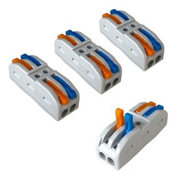 Aiqeer 16 Pcs SPL-2 Lever-Nut Wire Connectors, 2 in 2 out 4 Ports Conductor Compact Wire Connectors, Cable Clamp Terminal Block Quick Spring Connector (Multicolor Lever)