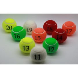 Price's Number Tennis Balls Pack 2 Mix Colours 11-20 Made in the UK