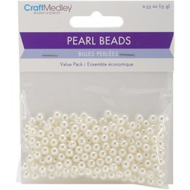 Multicraft Imports Pearl Beads (265 Pack), 5mm, Ivory