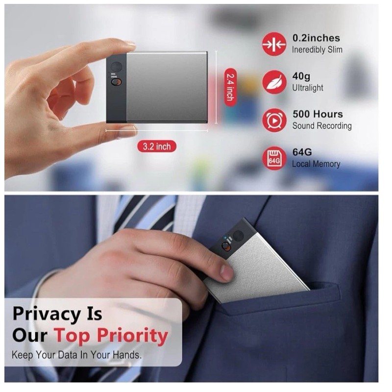 PLAUD Note AI Voice Recorder w/APP Control Bluetooth Aluminum Alloy