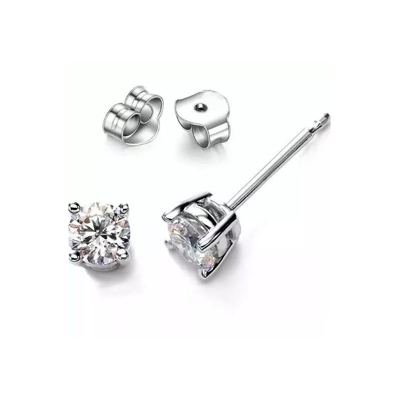 1 Pair Round Stainless Ear Stud Fake Silver Piercing Earrings