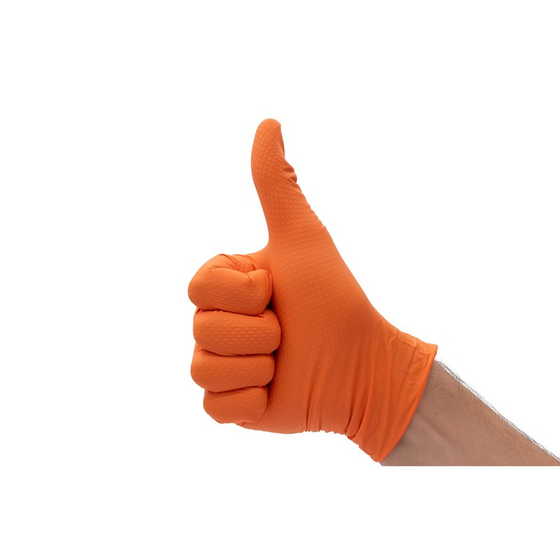 DENCO DISTRIBUTING, INC. Griptensity Orange Diamond Texture Nitrile Gloves -