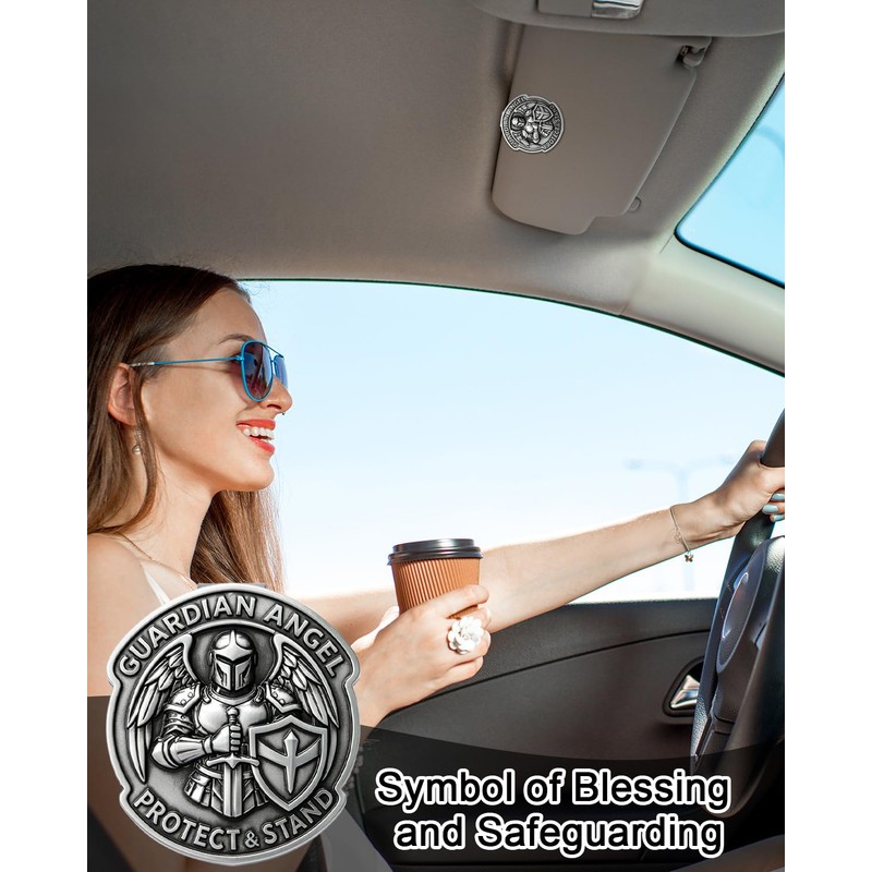 1 Pack Guardian Angel Visor Clip, 3D Armored Angel Car