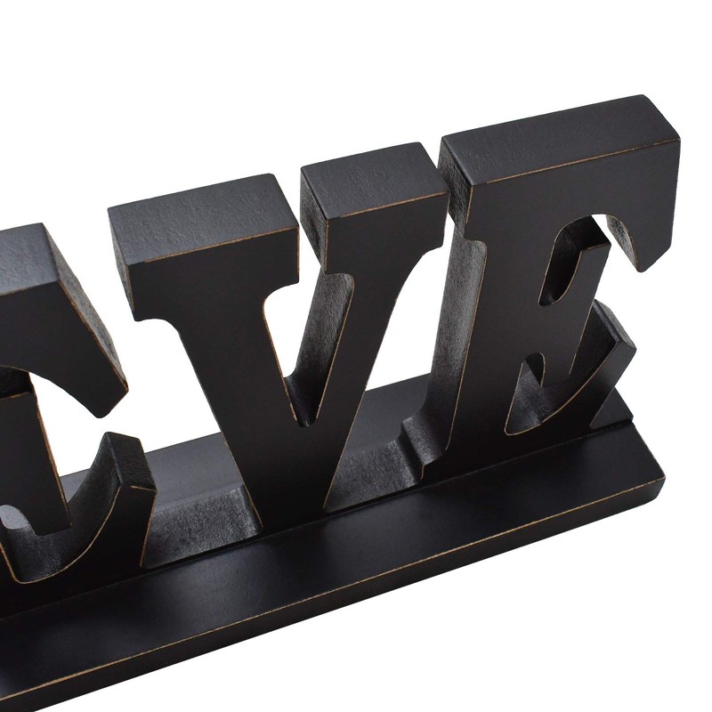 Rustic Wood Believe Letter Sign - Free Standing Decorative Table
