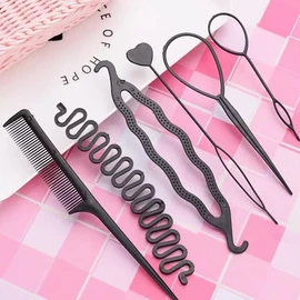 PLABBDPL 12 Pieces Hair Hairstyle Aid Set, Hair Accessories DIY Kit, Knot Rings for Hair Styling, Hair Braid Tool for Girls, Bun Bun Hairstyle Maker Tool, Hair Braid Tools