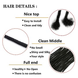 4 inch 0.4cm Thickness Loc Extensions Human Hair 100 Strands Dreadlock Extensions Human Hair For Women Men 100% Full Handmade Permanent Loc Extensions Can Be Dyed And Bleached Curled (Natual Black)