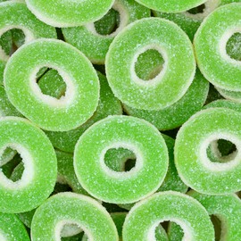 Kervan Candy Bebeto Apple Rings - Fruity, Soft, Sweet & Sour Gummy Ring Candy Bulk for Kids, Gift Snacks and Parties - Apple Gummies Big Party Size Bag (5 lbs)