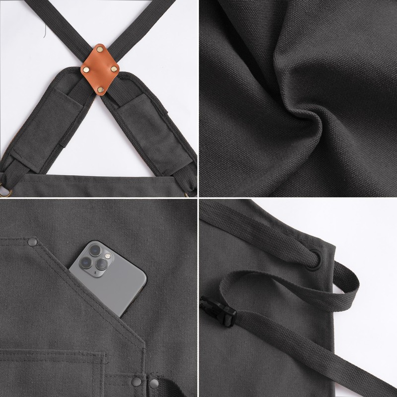Tosewever Work Aprons for Men with Large Pockets, Canvas Cross