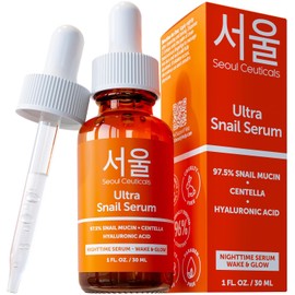 SeoulCeuticals Korean Skin Care Snail Mucin Serum - Korean Beauty Skincare Night Serum for Face - Contains Potent 97.5 K Beauty Snail  Hyaluronic...  