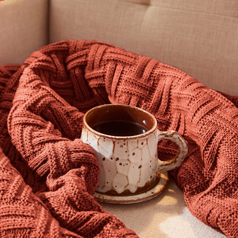 Aormenzy 50x60 Throw Blanket, Soft Cozy Acrylic Throw Blanket, Cable