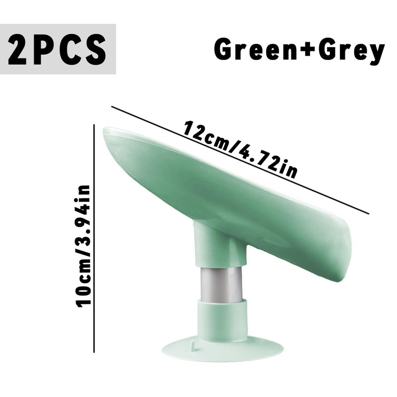 GroveEss 2PCS Leaf Shape Soap Dishes,Self Draining Shower Soap Bar