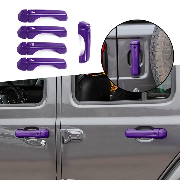 SQQP Door Handle Cover & Tailgate Handle Cover Inserts Exterior Decoration Accessories for 2018-2022 Jeep Wrangler JL JLU 2/4 Door (Purple)