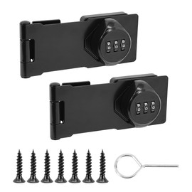 Redunest Password Rotary Hasp Locks,Black 2 Pack Cabinet Locks with Combination,Keyless Security Door Latch Locks for Sliding Barn Door, Gate, Small Door, Closet, Drawers