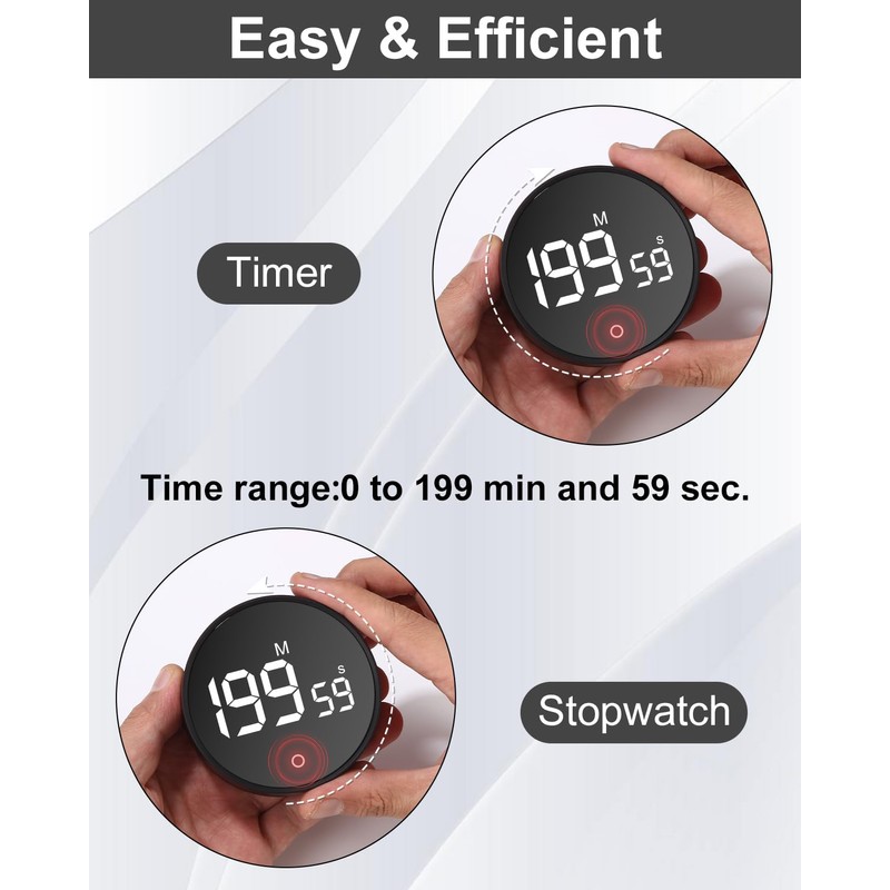 Birshe Kitchen Timer, Digital Timer, Digital Visual Timer, Magnetic Timer,