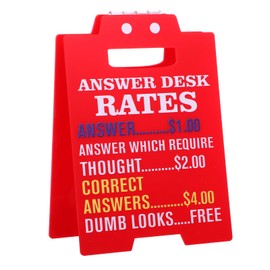 YUXMU Funny Team Office Gifts, Answer Desk Rates Sign Desk Accessories Cubicle Decor Gag Fun Gift for Coworker Teammate Employee Boss(red)