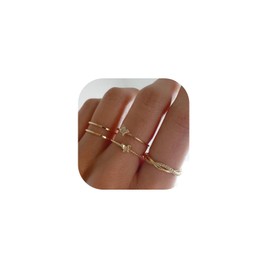 Annpro Gold Knuckle Rings Set for Women,Simple Dainty Stackable Finger Ring Pack Minimalist Cute Butterfly Moon Heart Rings Boho Statement Jewelry Size Mixed (Style-F)