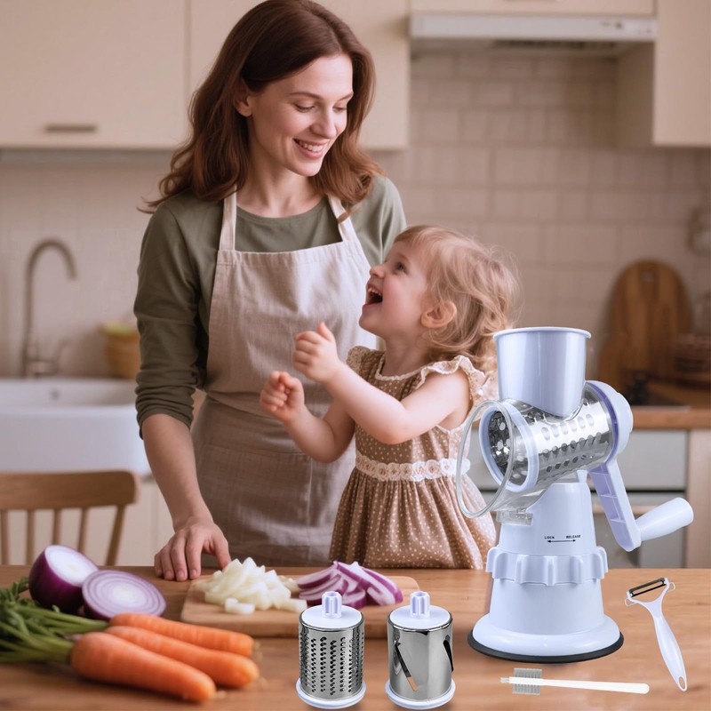 XWGKLN Cheese Grater Rotary, 3-in-1 Graters for Kitchen with 3