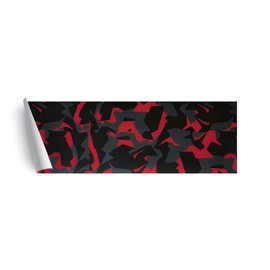 Way2Buy Vinyl Gloss Red Black Gray Geometric Camouflage Vinyl Car Wrap Film Automobile Sticker with Air Release Adhesive+ Free Tool Kit (240"X60" / (20FT x 5FT))