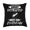 Chainsaw Electrics Tools Woodwork Logging Lumberjack Throw Pillow, 18x18, Multicolor