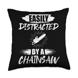 Chainsaw Electrics Tools Woodwork Logging Lumberjack Throw Pillow, 18x18, Multicolor