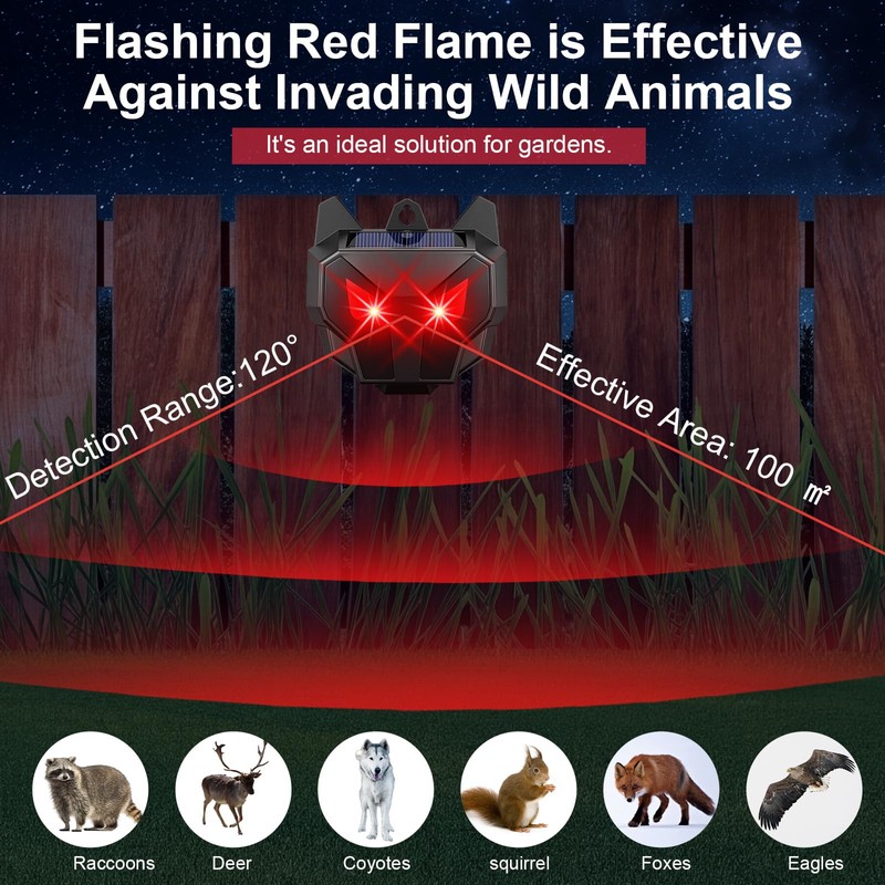 Mysora 12 Pcs Solar Predator Light Nocturnal Animal Repeller Outdoor