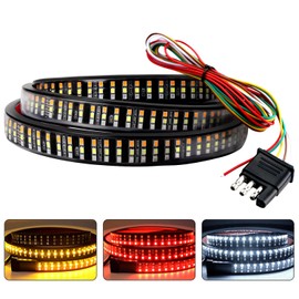 Triple Row Truck Tailgate Light Strip 60 Inch 504 LEDs Tail Light Bar for Pickup Truck Cargo Trailer RV SUV Vans, 6 Full Functions White Reverse Red Brake Sequential Turning Signals Strobe Lights