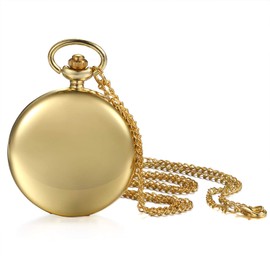 Lancardo Men's Pocket Watch with Necklace Vintage Analogue Quartz Pullover Chain Birthday Anniversary Christmas Retro Watches, gold, vintage