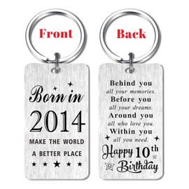 Gezxin Happy 10th Birthday Gifts for Girls Boys- Sweet 10 Year Old Birthday keyring for Her Him Teen Girl Boy Teenage- Unique 2014 Ten Birthday Presents for Women Men