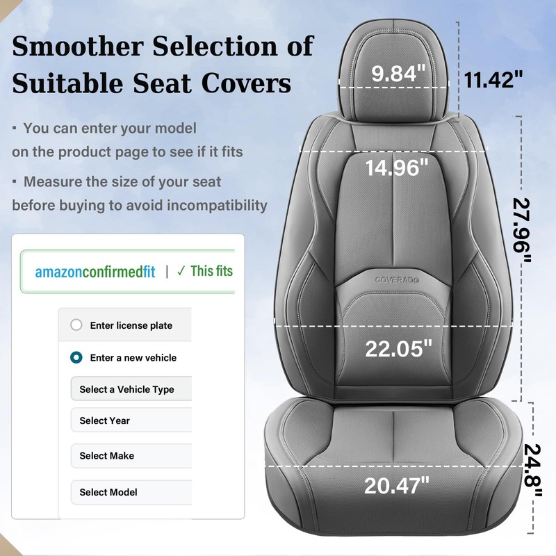 Coverado Seat Covers, Car Seat Covers Front Seats, Premium Nappa