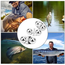 Watris Veiyi 40PCS Fishing Attractor Bells Beads, Portable Catfish Rattles, Fishing Double Rattle for Luring Fish(Silver)