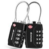 2 Pack TSA Approved Travel Luggage Locks, 4-Digit Metal Cable