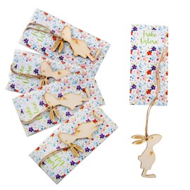 Logbuch-Verlag 5 Small Easter Gifts for Children, Colleagues, Employees, Customers, Give-Away Easter Bunny Pendant with Card