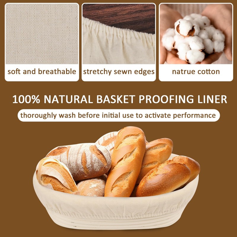 Bread Proofing Basket Cover, 4PCS Oval Sourdough Proving Basket Cloth