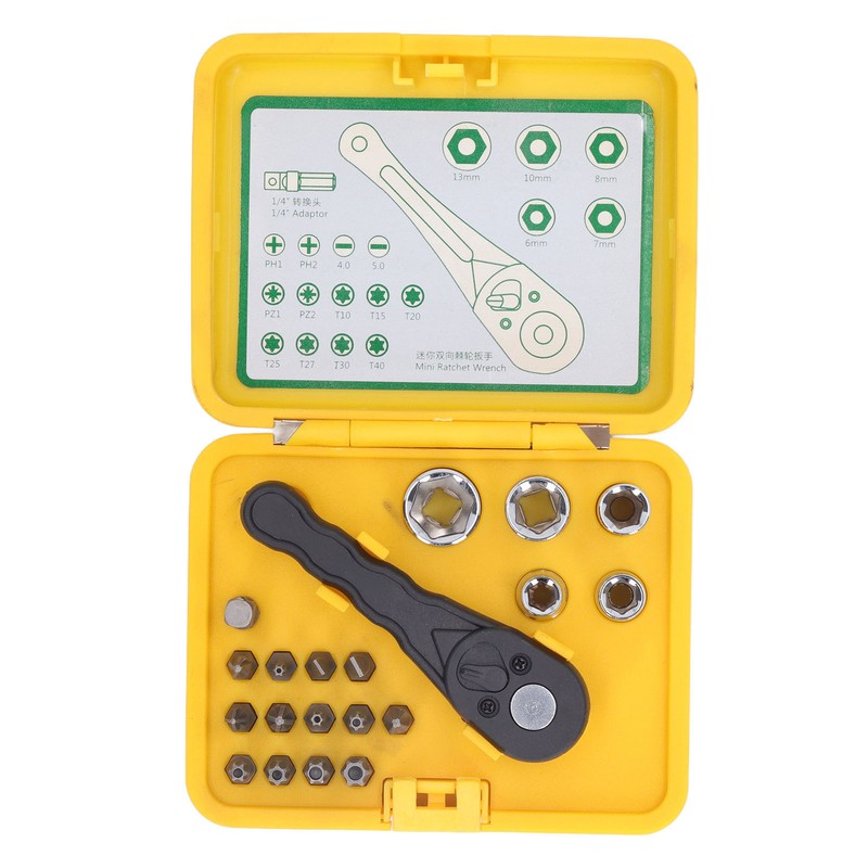 20Pcs Socket Wrench Screwdriver Set Ratchet Bit Tool Box Multifunctional