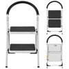 S AFSTAR 2 Step Ladder, Folding Step Stool w/Iron Frame,