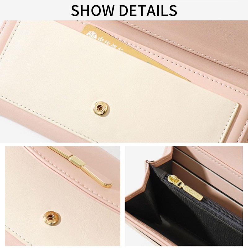 LEEXTON Women's Purse Large Long Format Smooth Synthetic Leather Purse