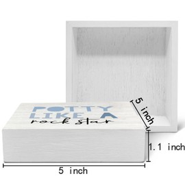 SRADMO Kid's Bathroom Quote Potty Like a Rock Star Wood Box Sign Desk Decor, Blue Funny Bathroom Green Wooden Block Box Sign Decoration for Children Restroom Toilet Shelf Table Decorative Accessories