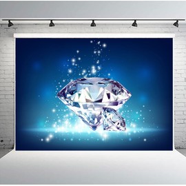 PHMOJEN Shining Diamonds Backdrop, Big Crystal Diamond Gems ( No Glitter ) Wedding Decorations Photo Backdrop Vinyl 7x5ft Navy Blue Gemstones Party Decorations Bridal Shower Banner BJMLPH79