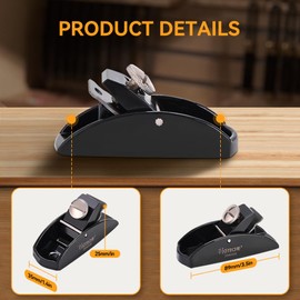 Hoteche Cast Iron Hand Planer, Mini Wood Planer, 65Mn Blade, 25mm Wide, 1.5mm Thick, 55-64 Hardness, 89x35mm