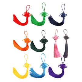LIKENNY Tassel Fringe Chinese Knot Decoration Handmade Charm Keyring Charm Fan Decoration Bookmark Phone Strap Purse Fringe Craft Supplies (10 Pcs, 10 Colors)