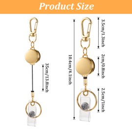 3 Pcs Metal Retractable Badge Holders ID Retractable Badge with Reel Clip Carabiner Key Chain Decorating Lanyards Name Card for Nurse Teacher Student(Silver, Gold, Rose Gold)