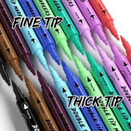 PFARRER ZYH2312111 Temporary Tattoo Marker for Skin, 10 Colours Tattoo Pens for Skin, Dual-End Tattoo Pens with Bold and Fine Lines Safty Ink