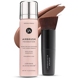 Jerome Alexander MagicMinerals AirBrush Foundation – 2 Piece Set with Airbrush Foundation and Kabuki Brush - Spray Makeup with Anti-aging Ingredients for Smooth Radiant Skin - Bright Medium