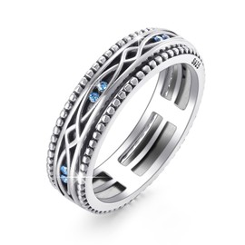 REDSUN Fidget Rings 925 Sterling Silver Evil Eye Spinner Ring for Anxiety Men Women Anti Stress Ring Jewellery Gifts for Men Women Teens Couple Birthday Valentine's Day Christmas Gifts, Sterling