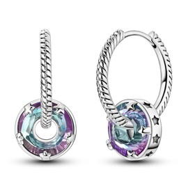 NARMO 925 Sterling Silver Hoop Earrings for Women Colourful Cubic Zirconia Earrings Heart Shaped Hoop Earrings Minimalist Fashion Jewellery, Sterling Silver, Cubic Zirconia