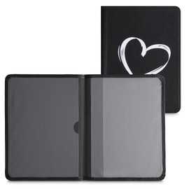 kwmobile Fahrzeugschein Hülle mit Kartenfächern - Kunstleder Tasche italienische Zulassungsbescheinigung - Herz Brush Weiß Schwarz