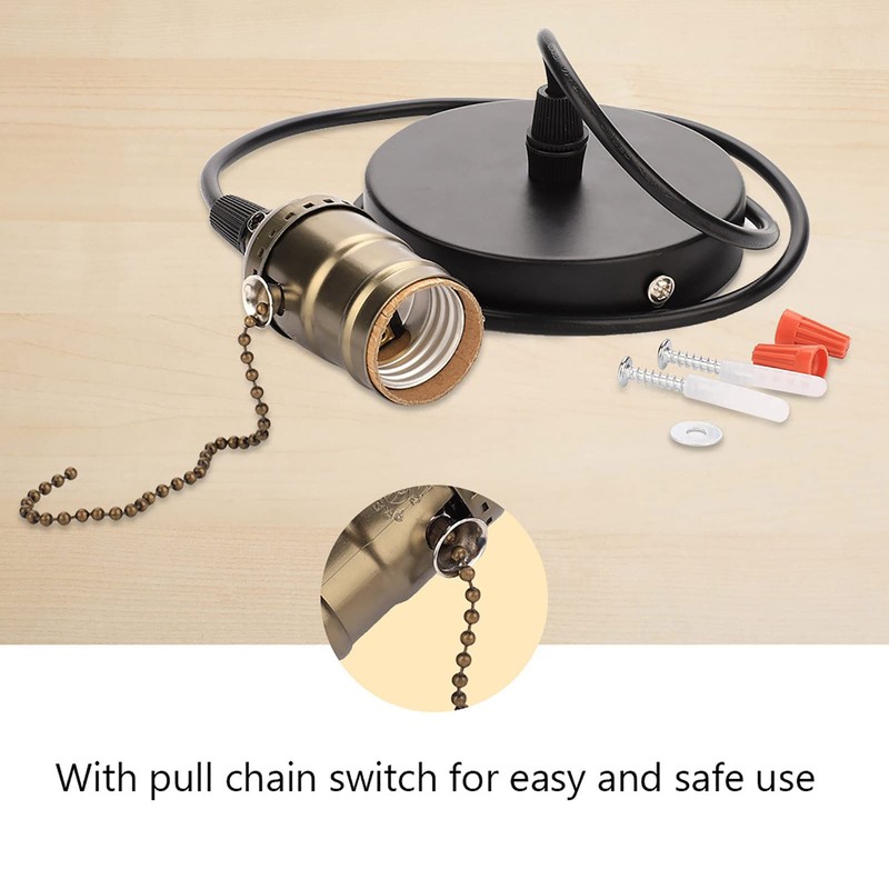 QANYEGN E27 Vintage Pendant Light Holder, Vintage Hanging Pendant Light