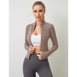Women's Yoga Jackets for Women with Pockets Full Zip Jacket Lightweight Athletic Sweatshirts for Women Slim Rose M