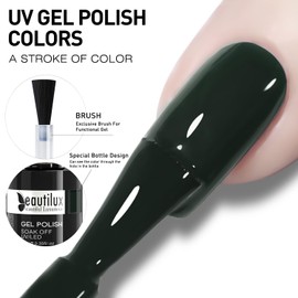 beautilux Dark Green Gel Nail Polish, 1Pcs Dark Forest Green Color Gel Polish High Gloss Soak Off UV LED Long-Wear Nail Art Manicure Salon at Home for Women (10ML)
